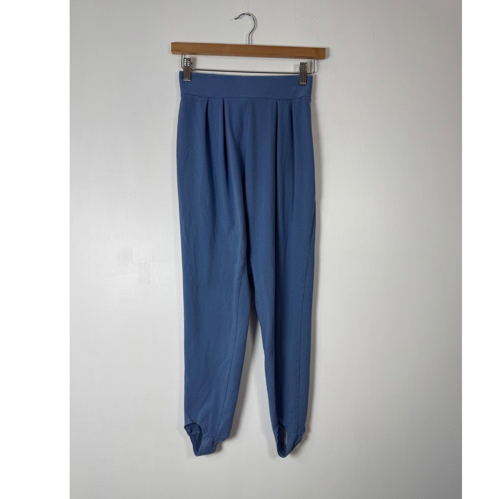 Vintage 80s Hunt Club Womens Medium Stirrup Pants Blue High Waisted Pleated USA